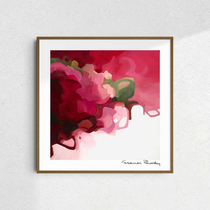 berry red abstract art print created from an oversized acrylic abstract painting by Canadian artist Susannah Bleasby