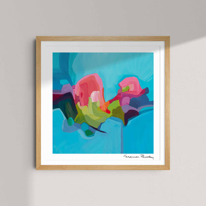 blue abstract art print created from an original acrylic abstract painting