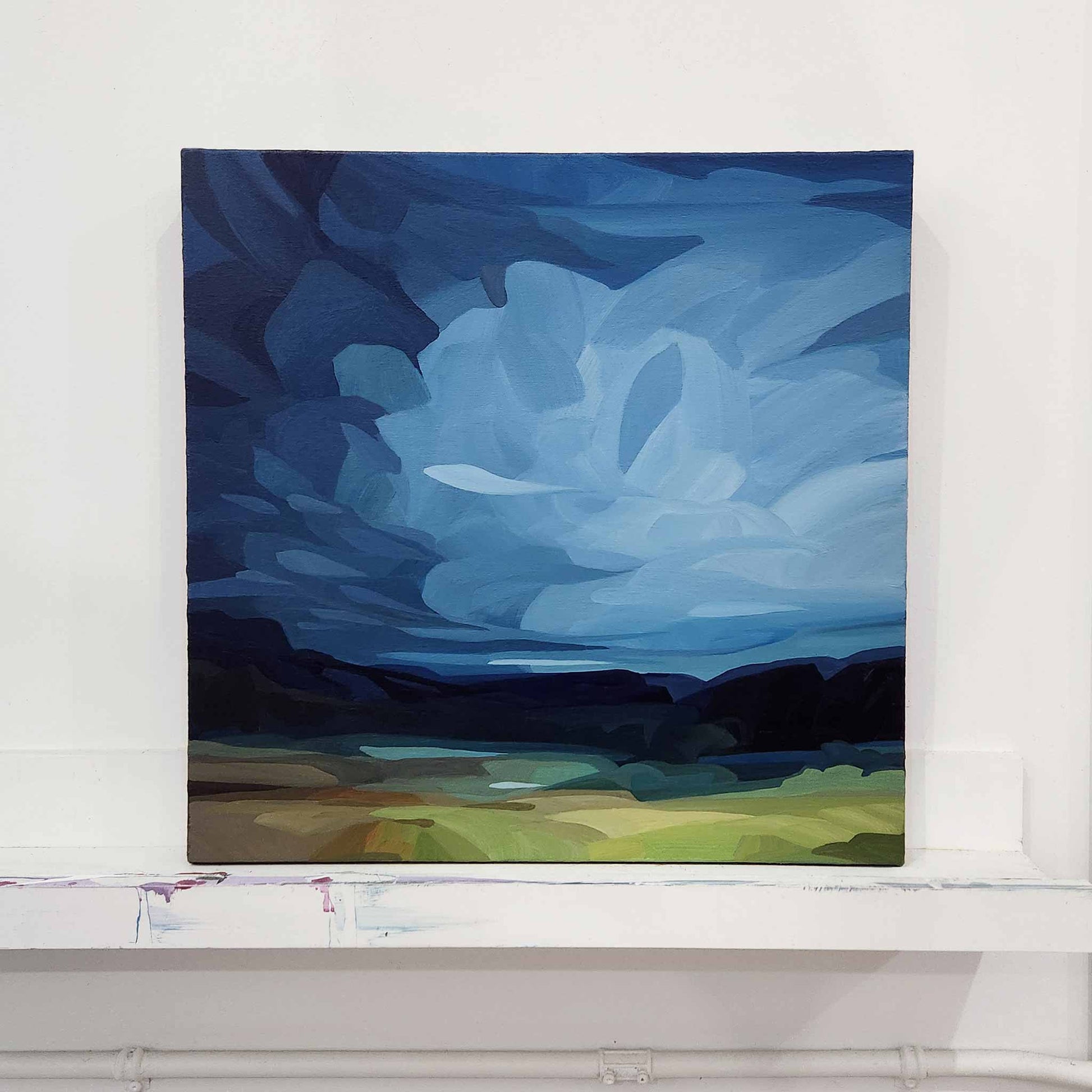 blue abstract sky painting on canvas