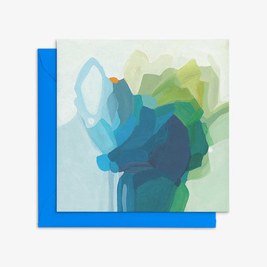 blue green abstract art card