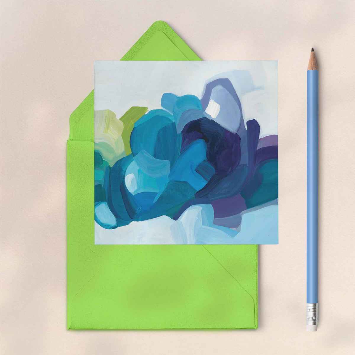 Abstract Blue Card Design Blue & white abstract art card | Susannah Bleasby