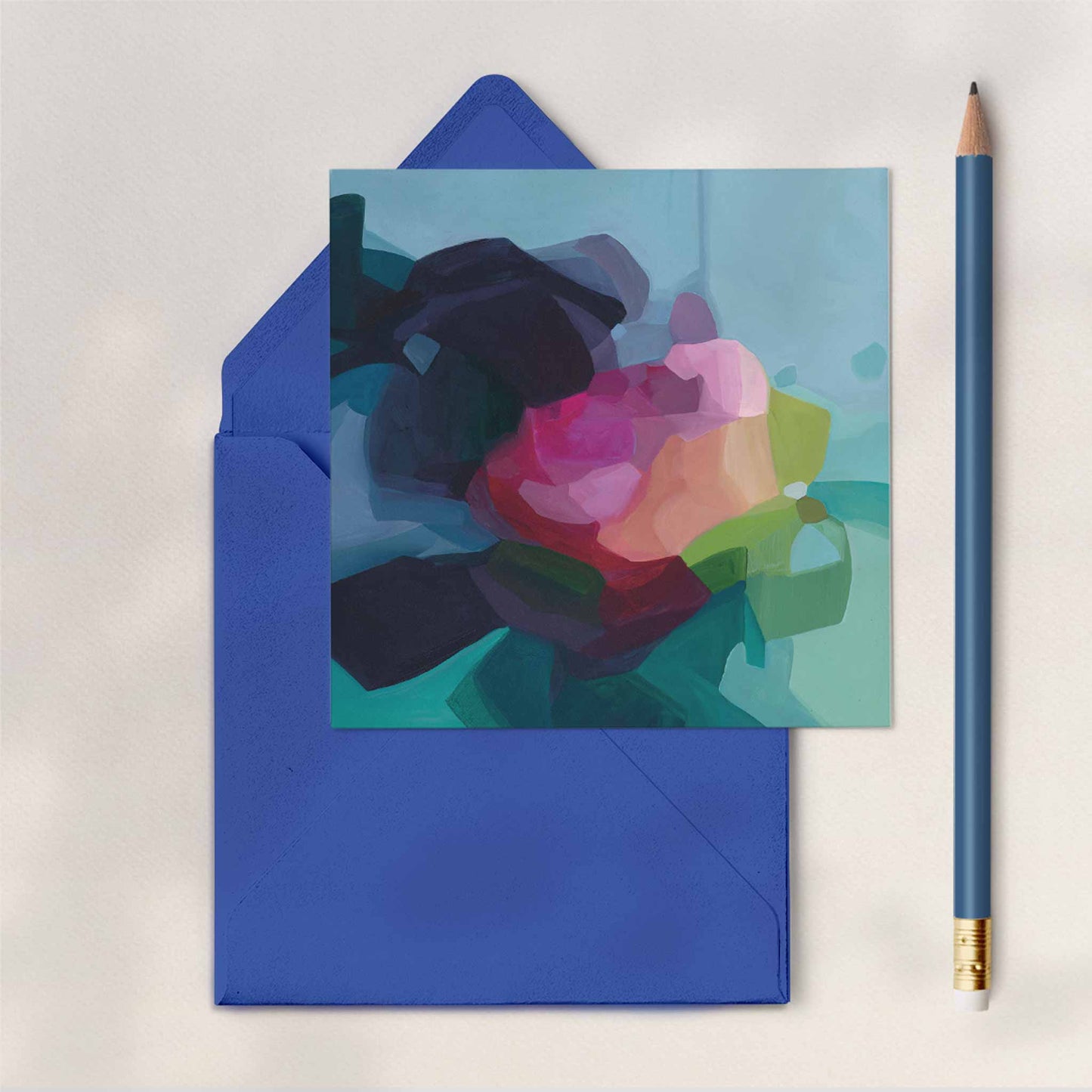 blue abstract art greeting cards UK