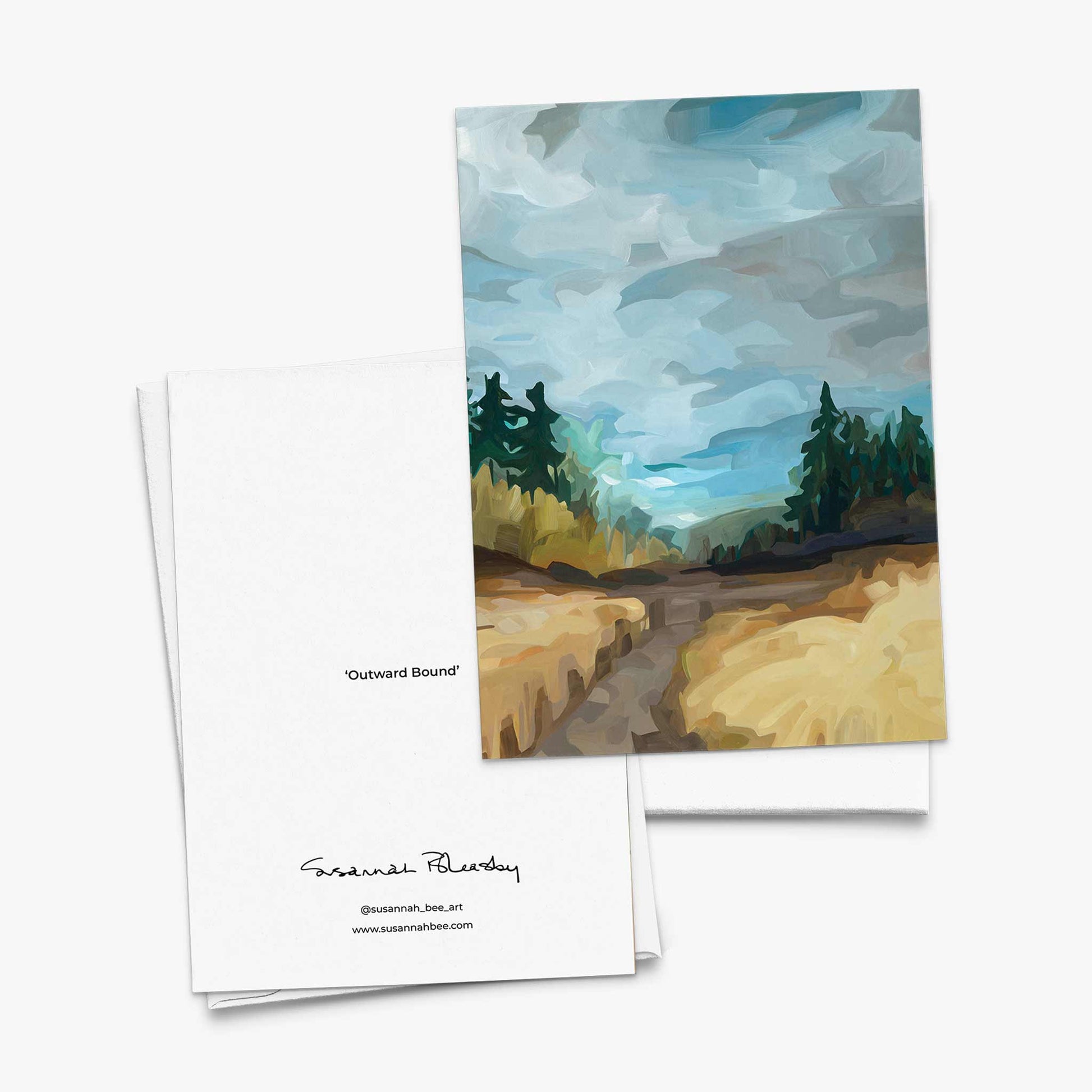 Fine art greeting card featuring countryside path to the horizon