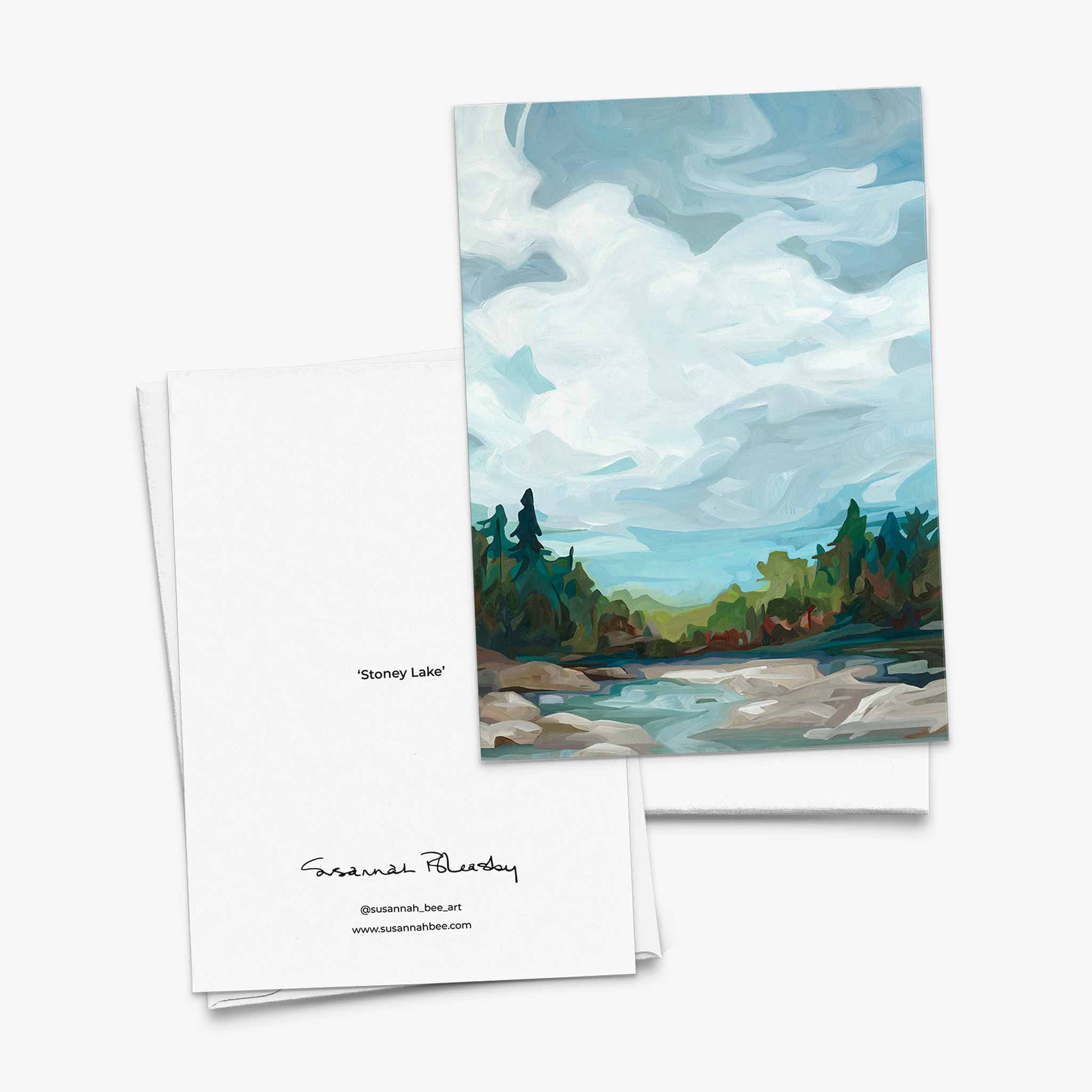 Fine art greeting cards with peaceful lake and summer clouds