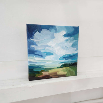 blue sky painting 8x8 canvas left side