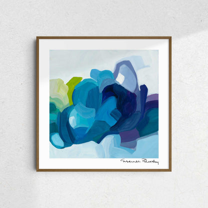 blue and white abstract art print created from an original abstract artwork by Canadian artist Susannah Bleasby