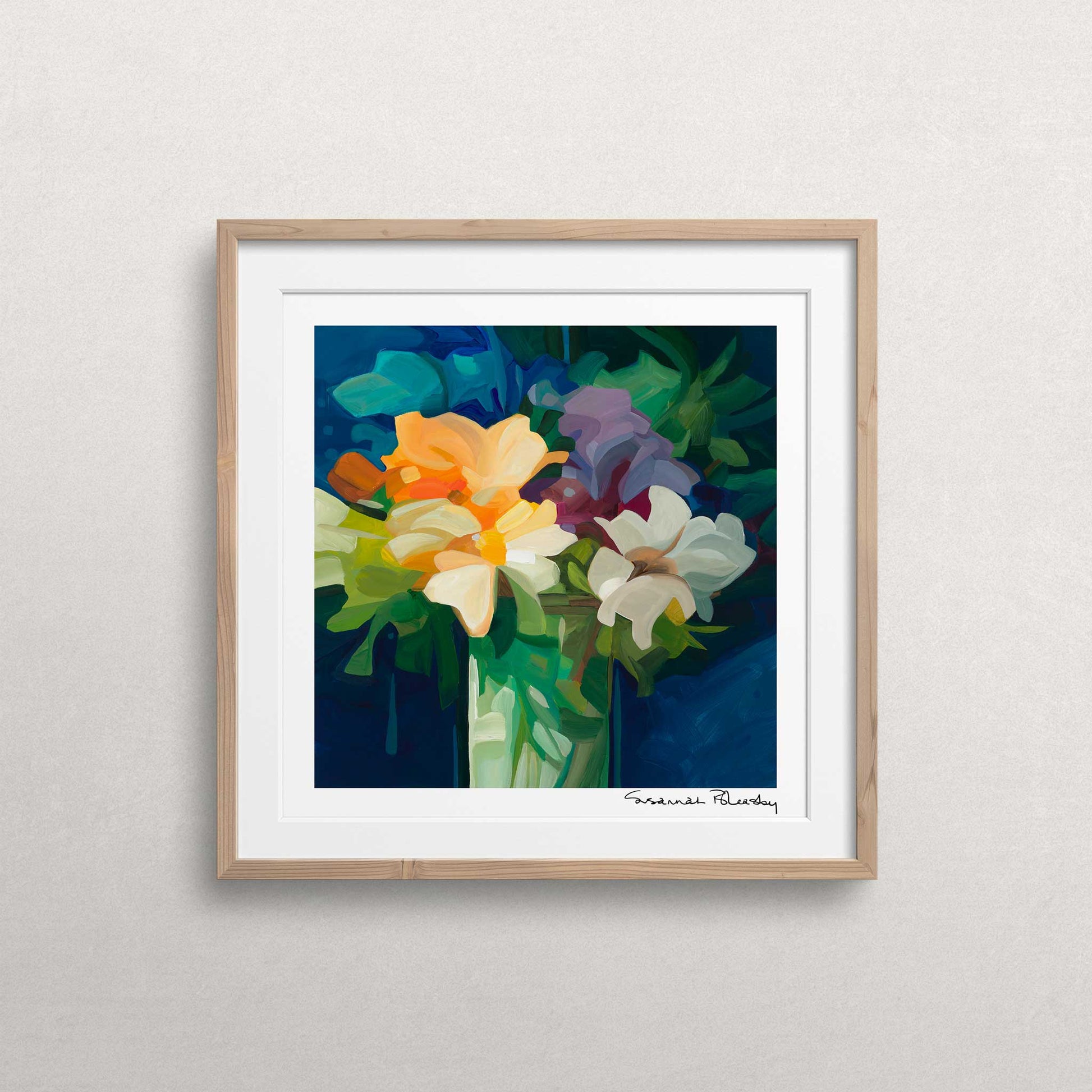 framed abstract flower painting wall art print wildthing 24-1