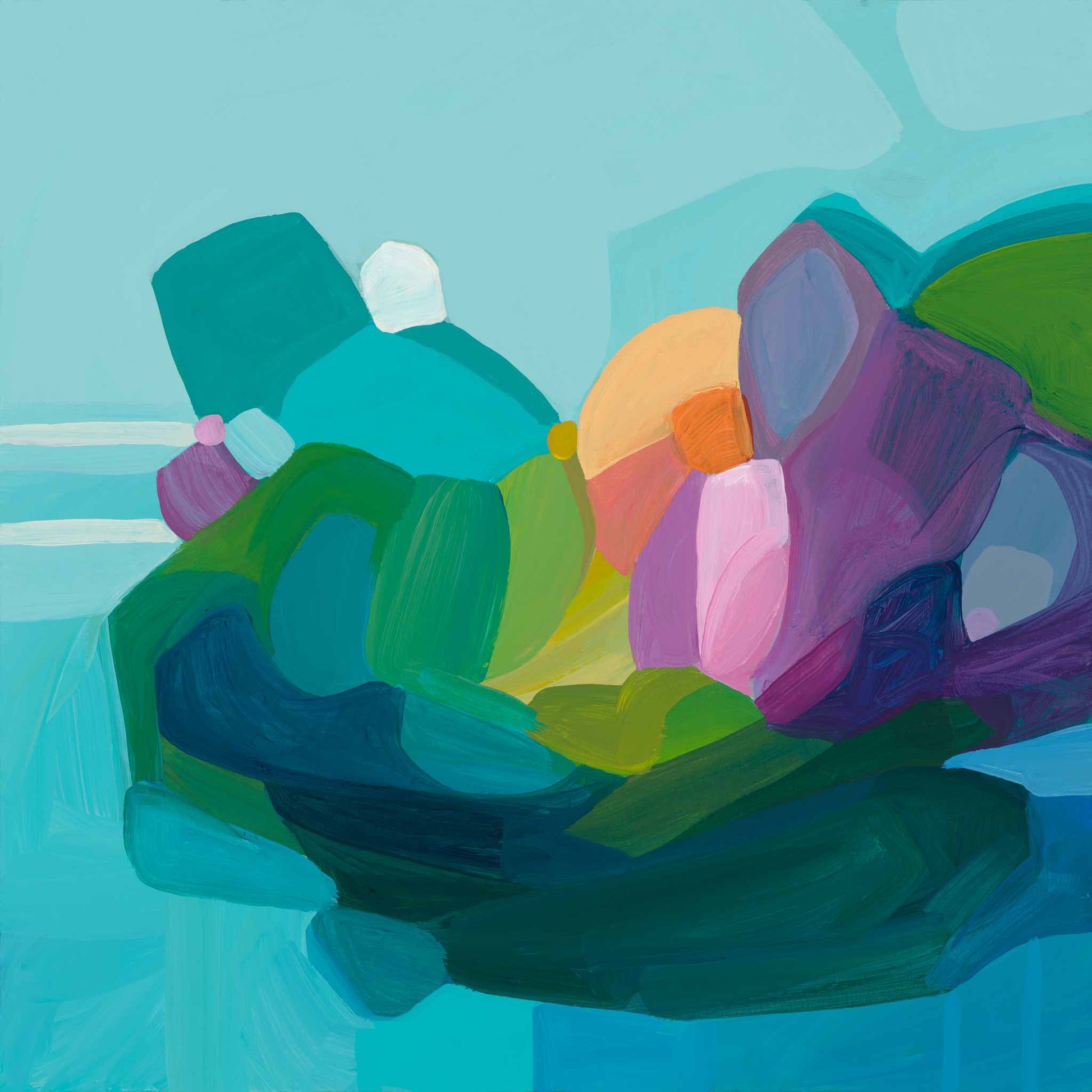 bright blue abstract art print image