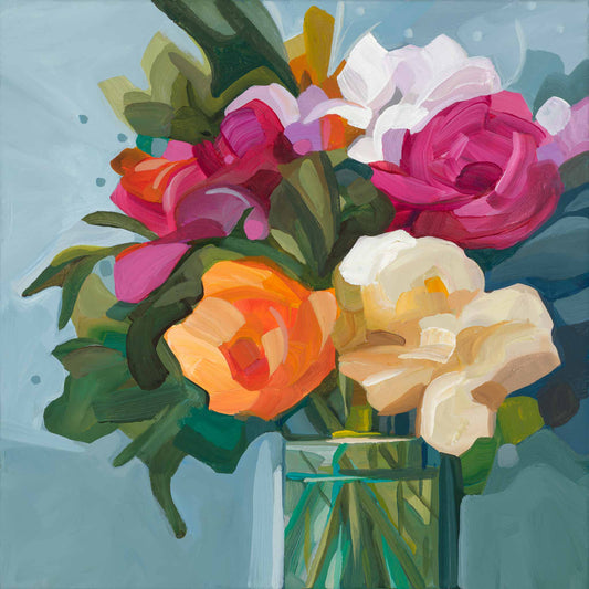 bright floral bouquet painting print