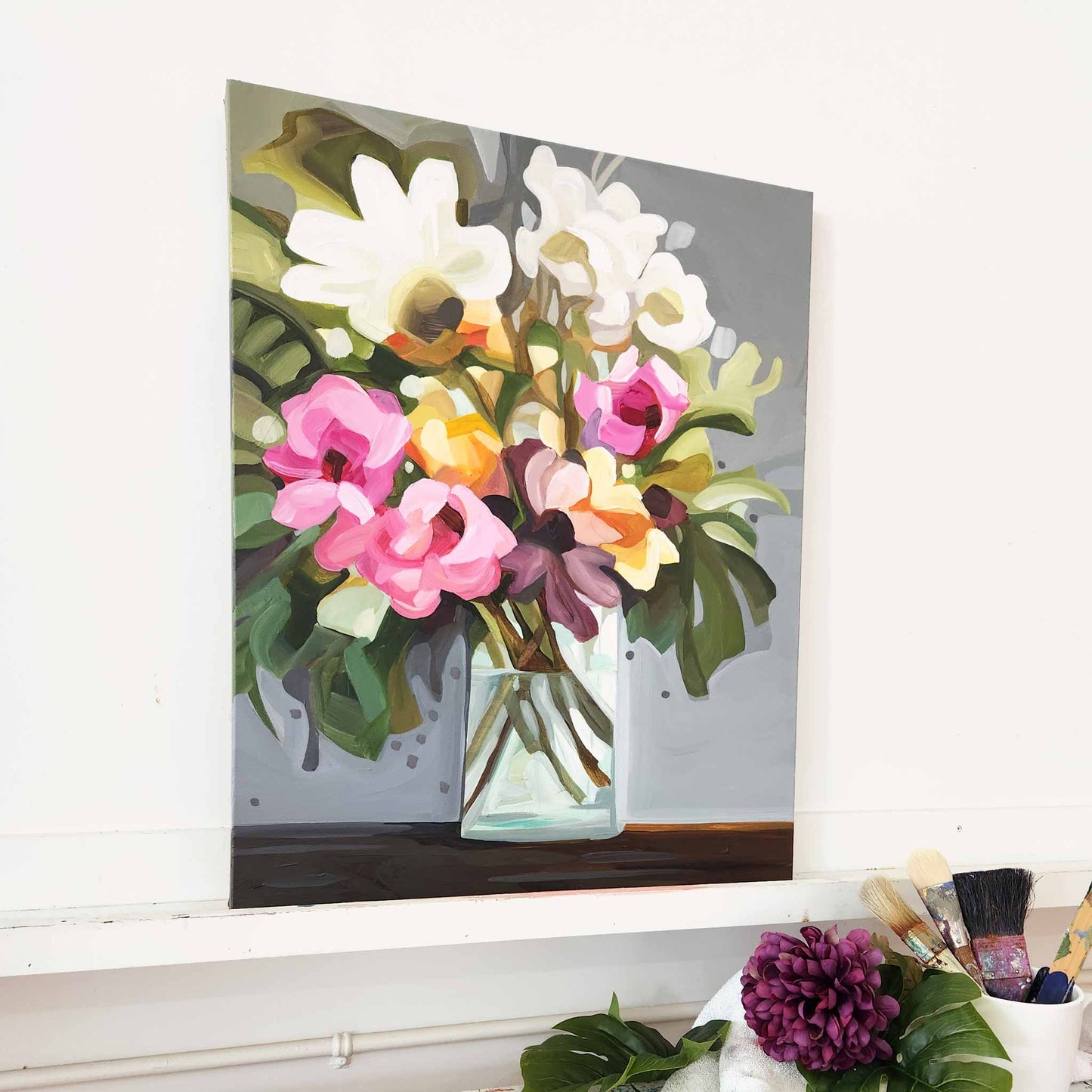 bright floral painting side view