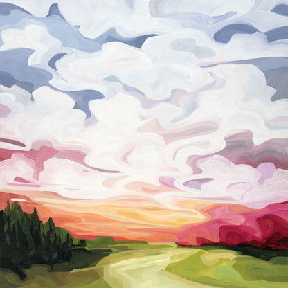 bright rainbow sunrise painting art print