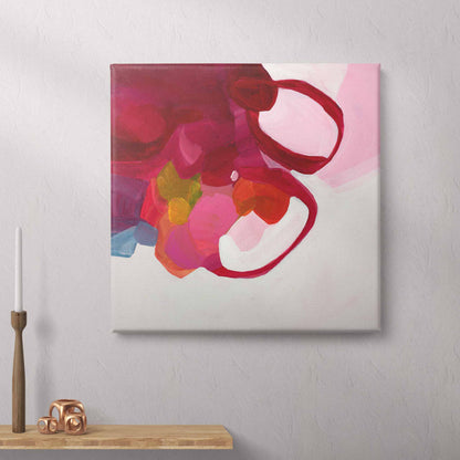 canvas art print of a bright red abstract painting by Canadian artist Susannah Bleasby