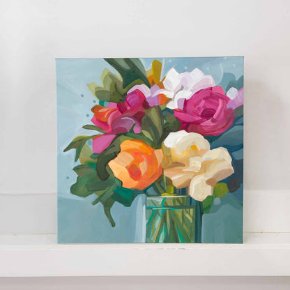 original painting of bright spring floral bouquet