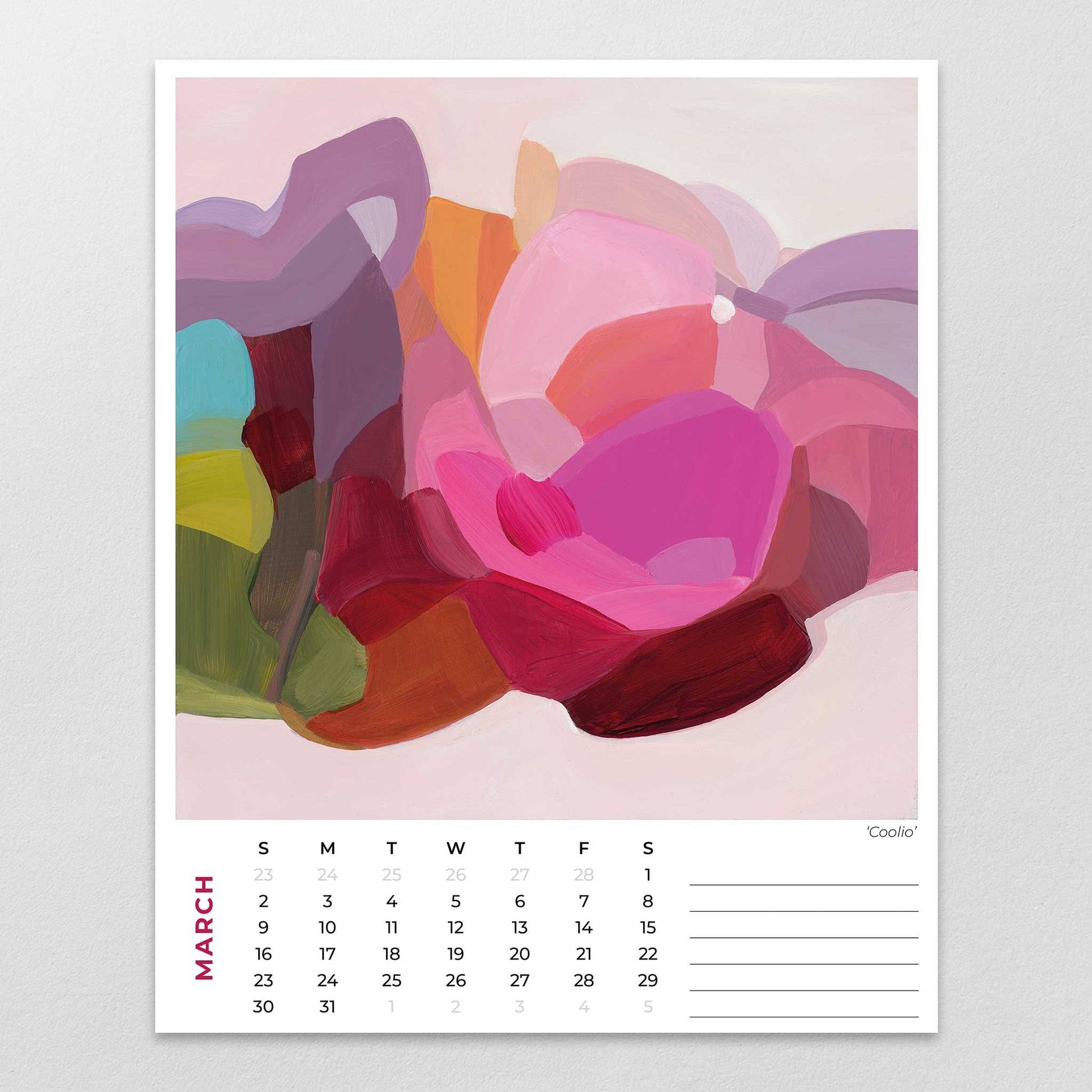 march 2025 month page from abstract art wall calendar 2025