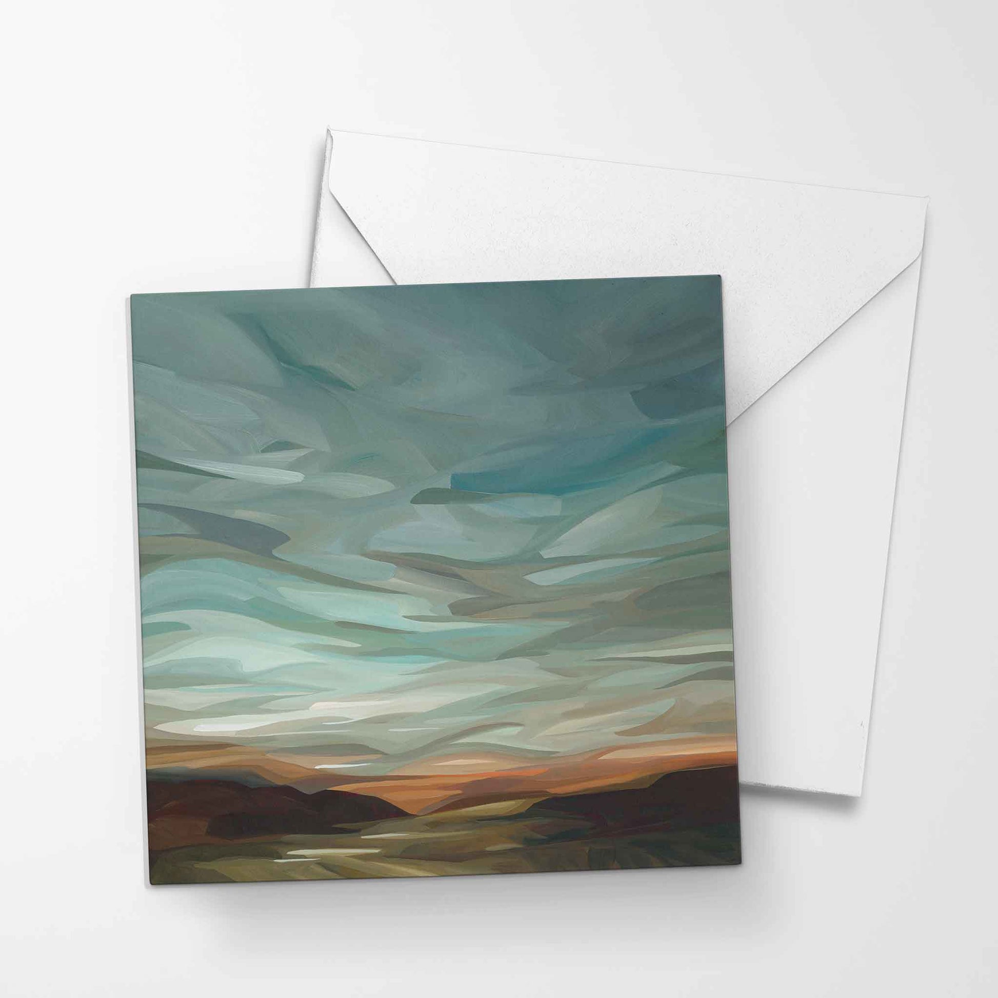 caramel sunset sky art greeting cards UK