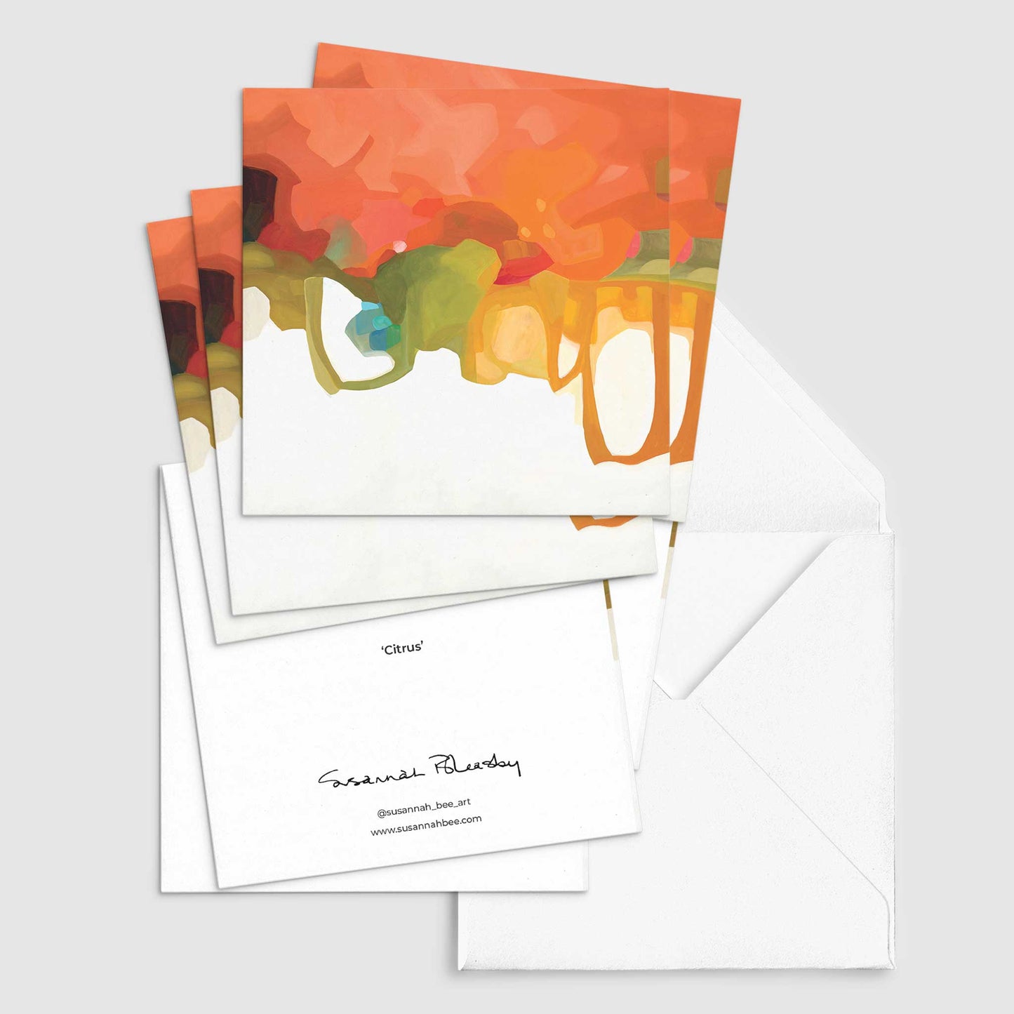 citrus orange abstract painting art cards