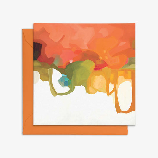 orange abstract art cards UK with orange envelope