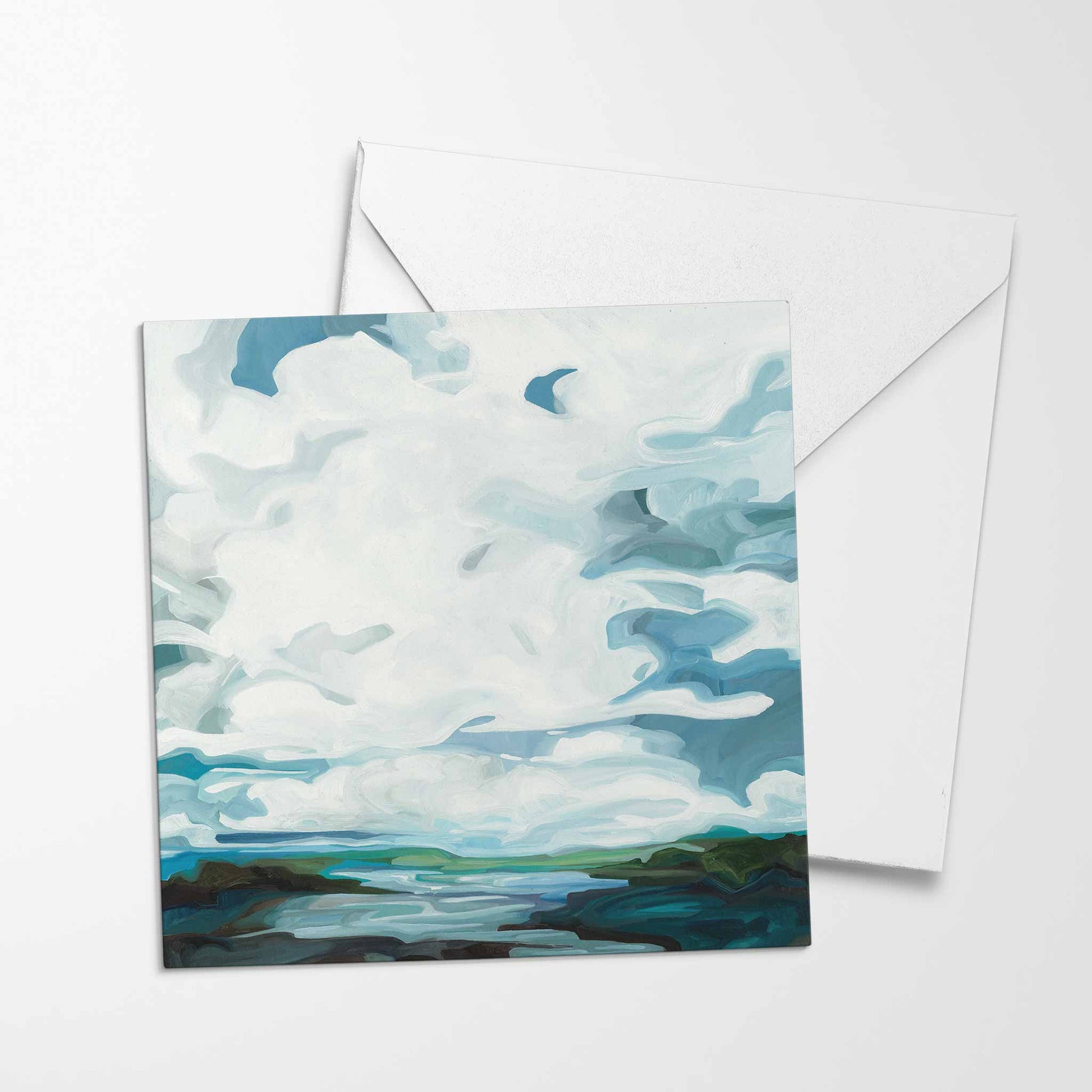 coastal landscape painting blank greeting card
