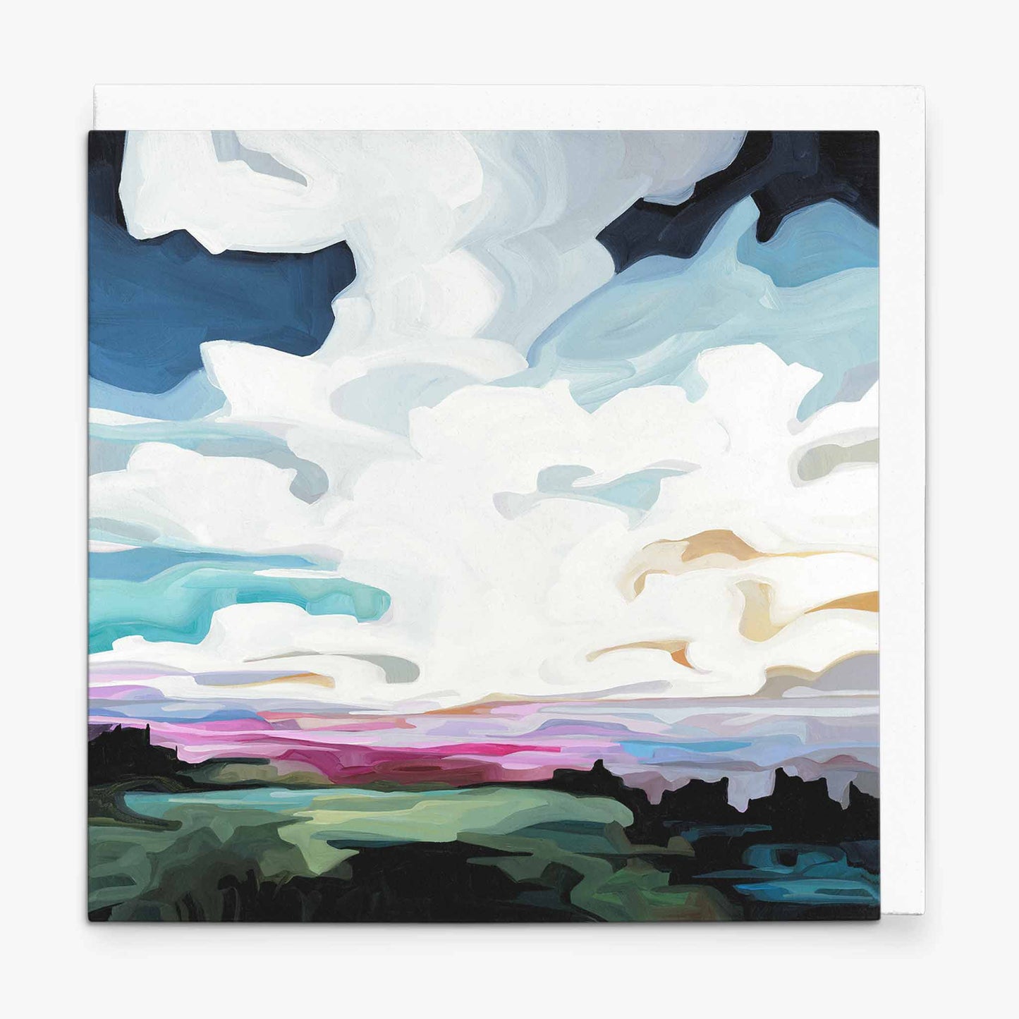 cobalt blue evening sky painting art card