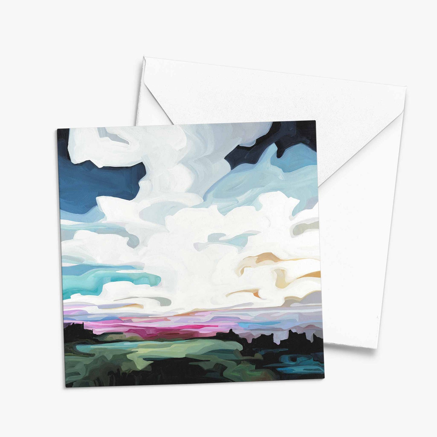 cobalt evening sky painting blank greeting card