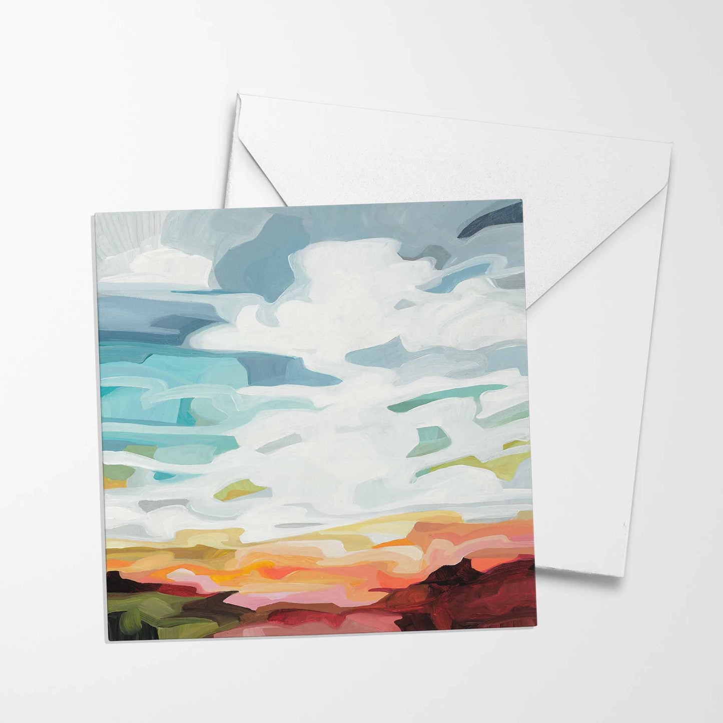 colorful abstract sky blank greeting card