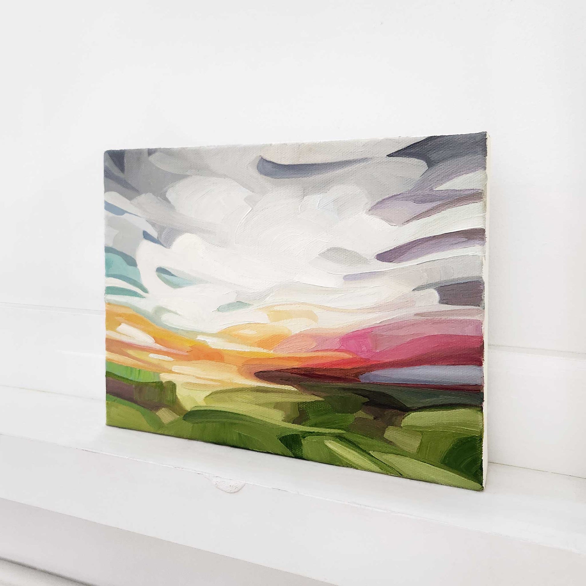 Contemporary abstract sky painting with vibrant colours and expressive brushwork.