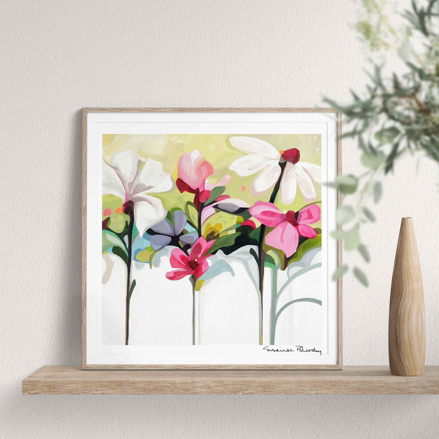 colourful abstract flower print 12x12