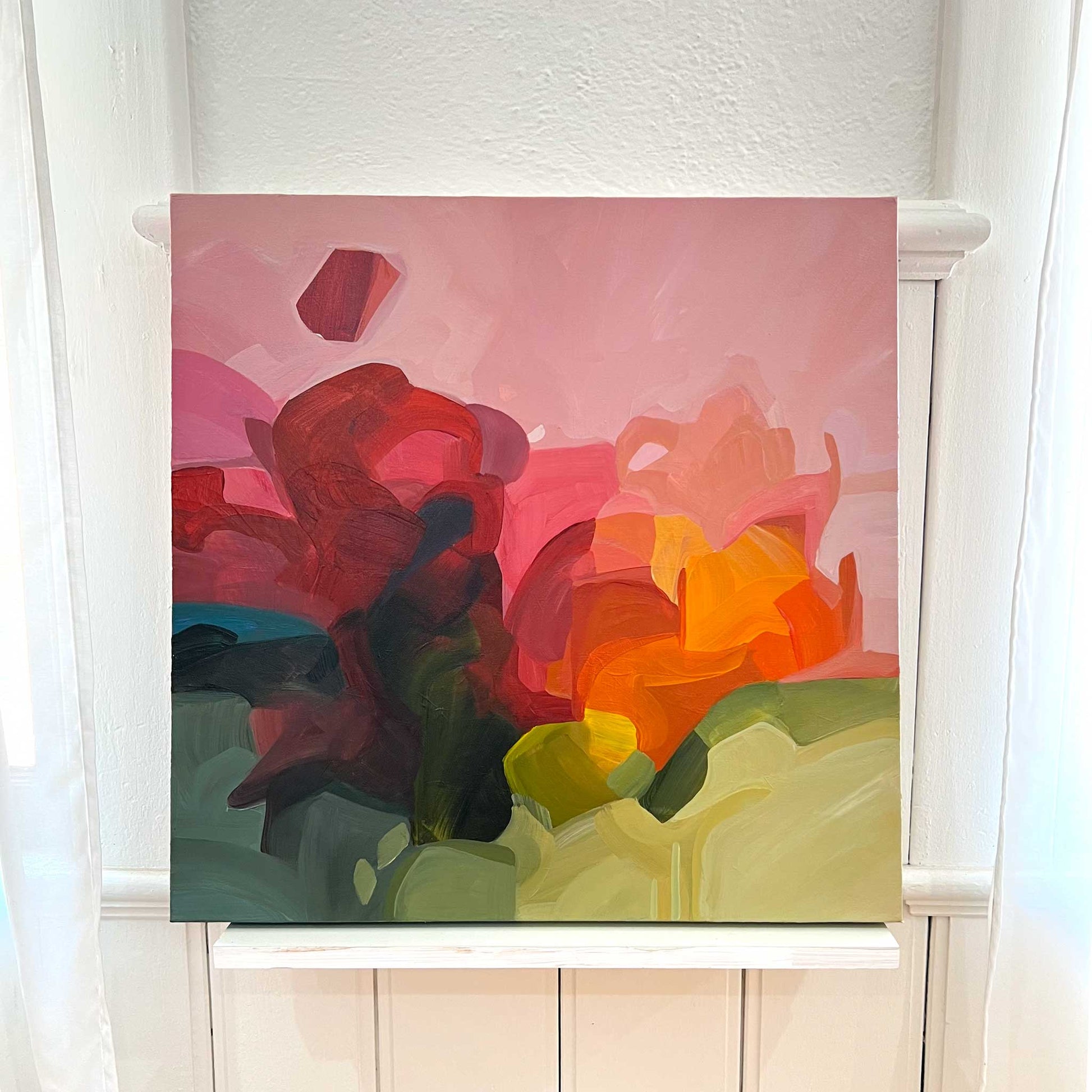 bright pink orange and magenta abstract painting by Canadian artist Susannah Bleasby