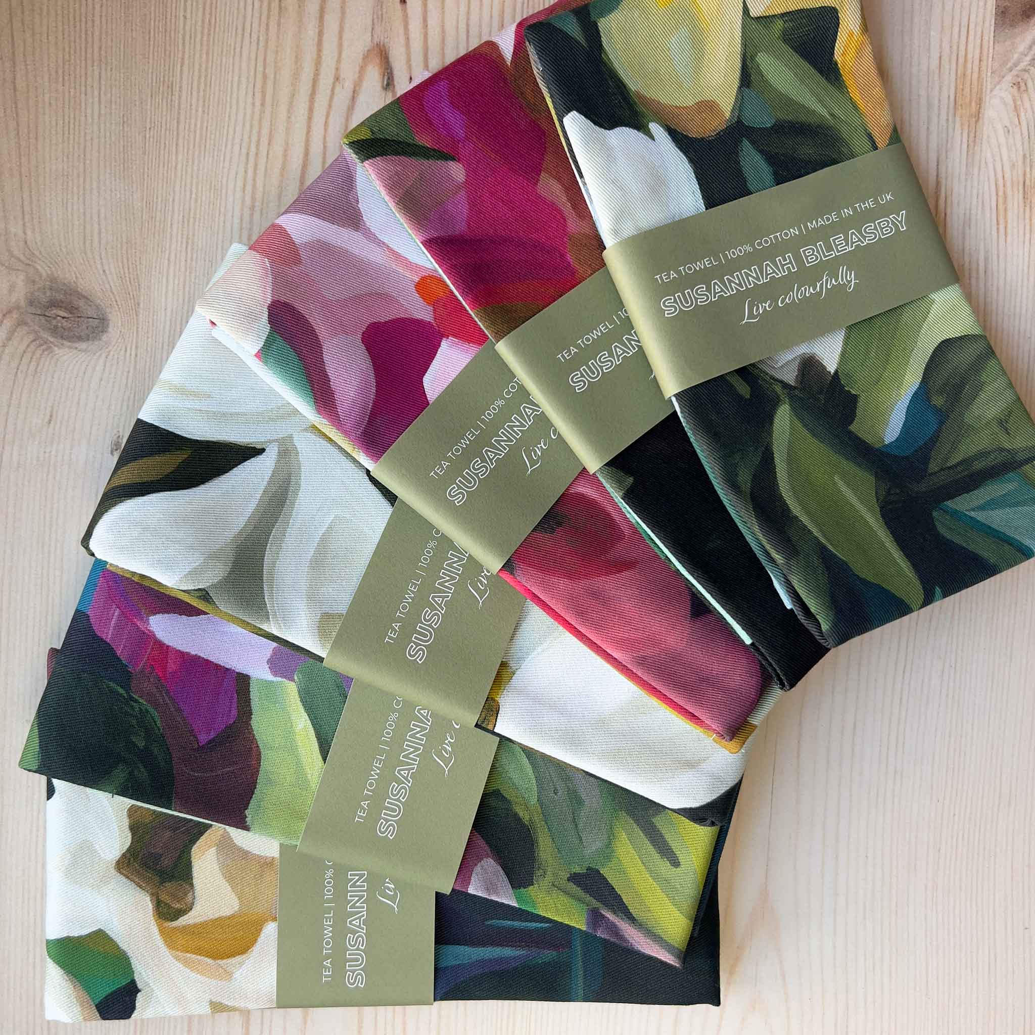 colourful british tea towels