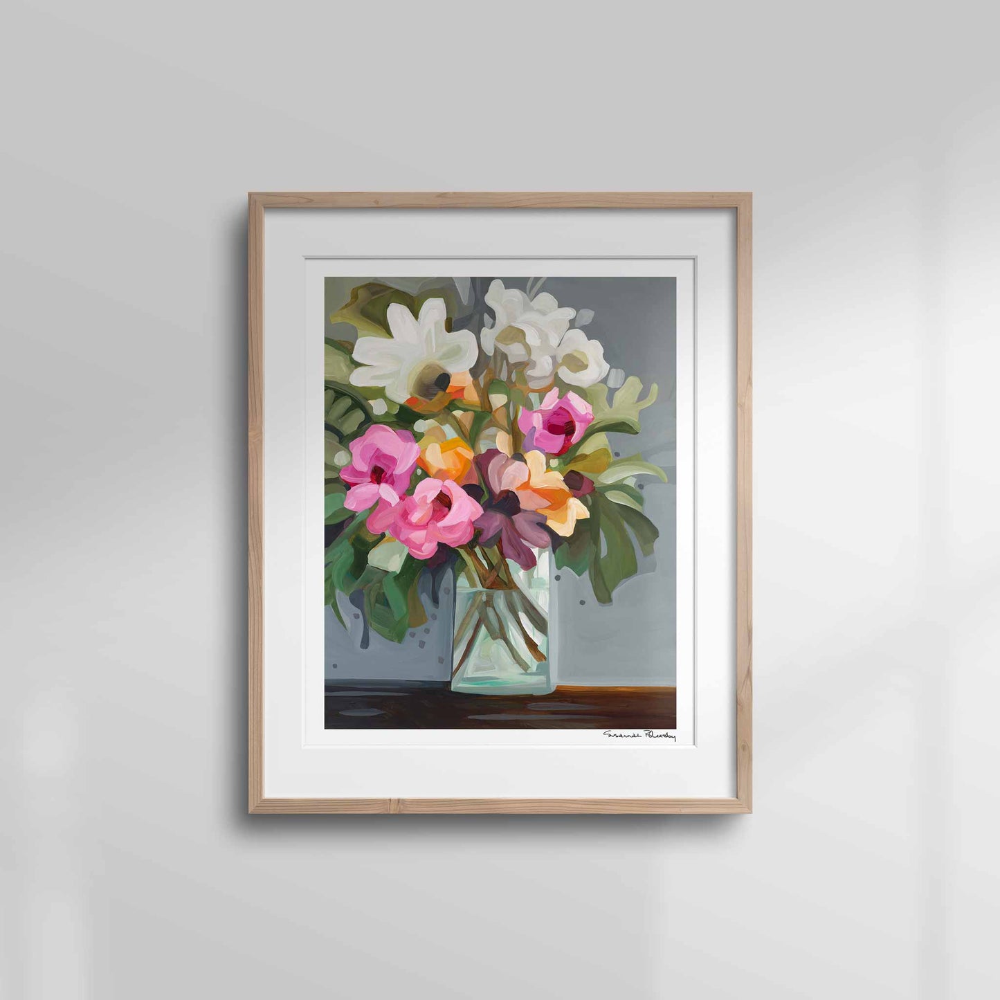 colorful floral bouquet framed wall art print