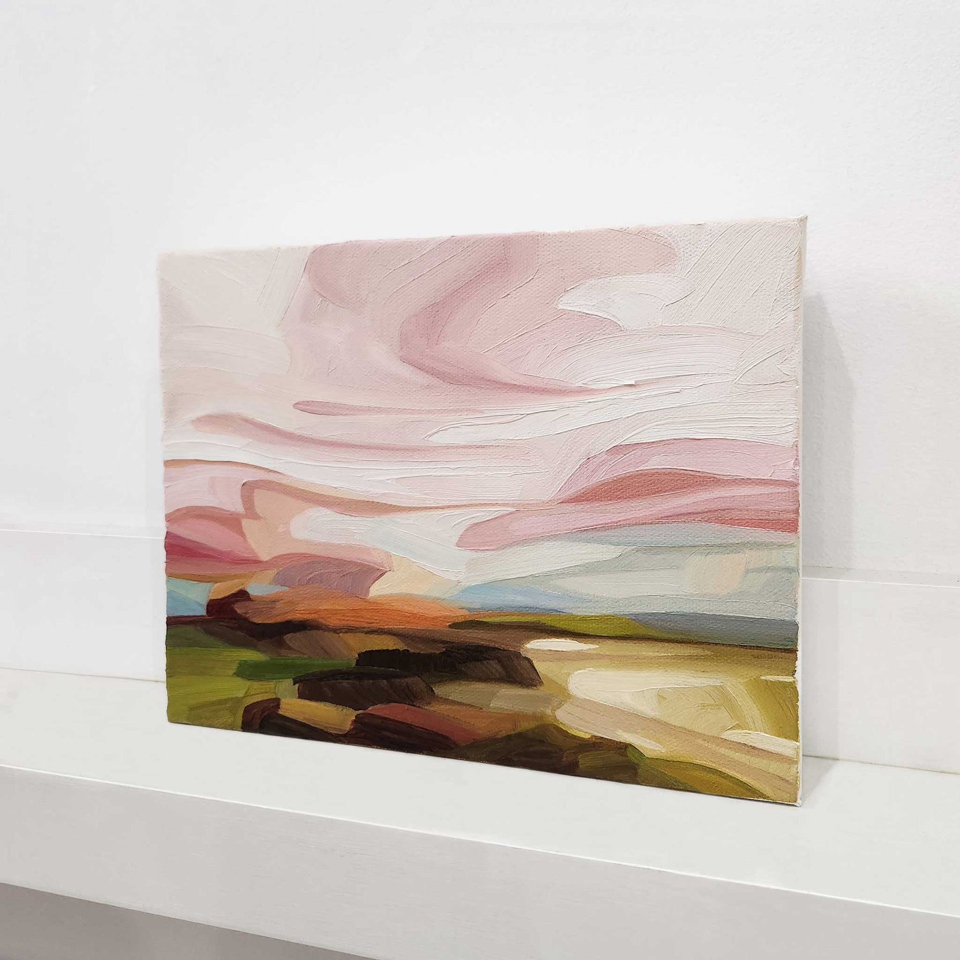 Vibrant abstract landscape oil painting with expressive colour and movement.