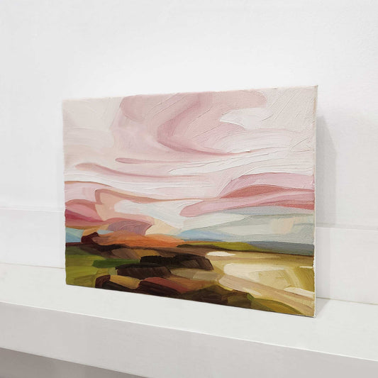 Vibrant abstract landscape oil painting with expressive colour and movement.