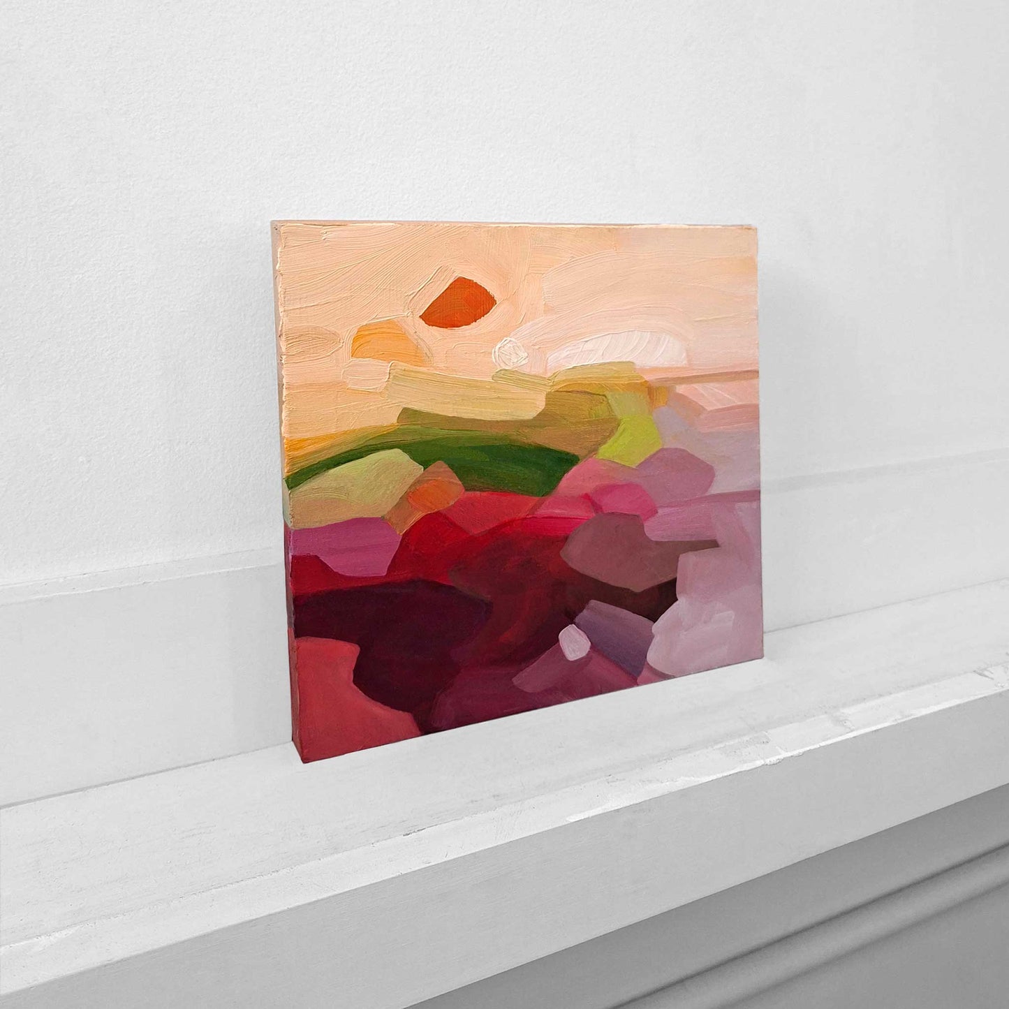 orange and red summer sunrise abstract oil painting