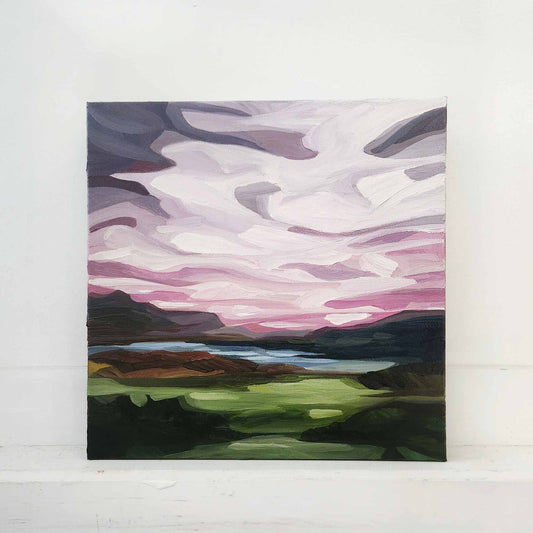 contemporary sky painting purple evening sky in studio