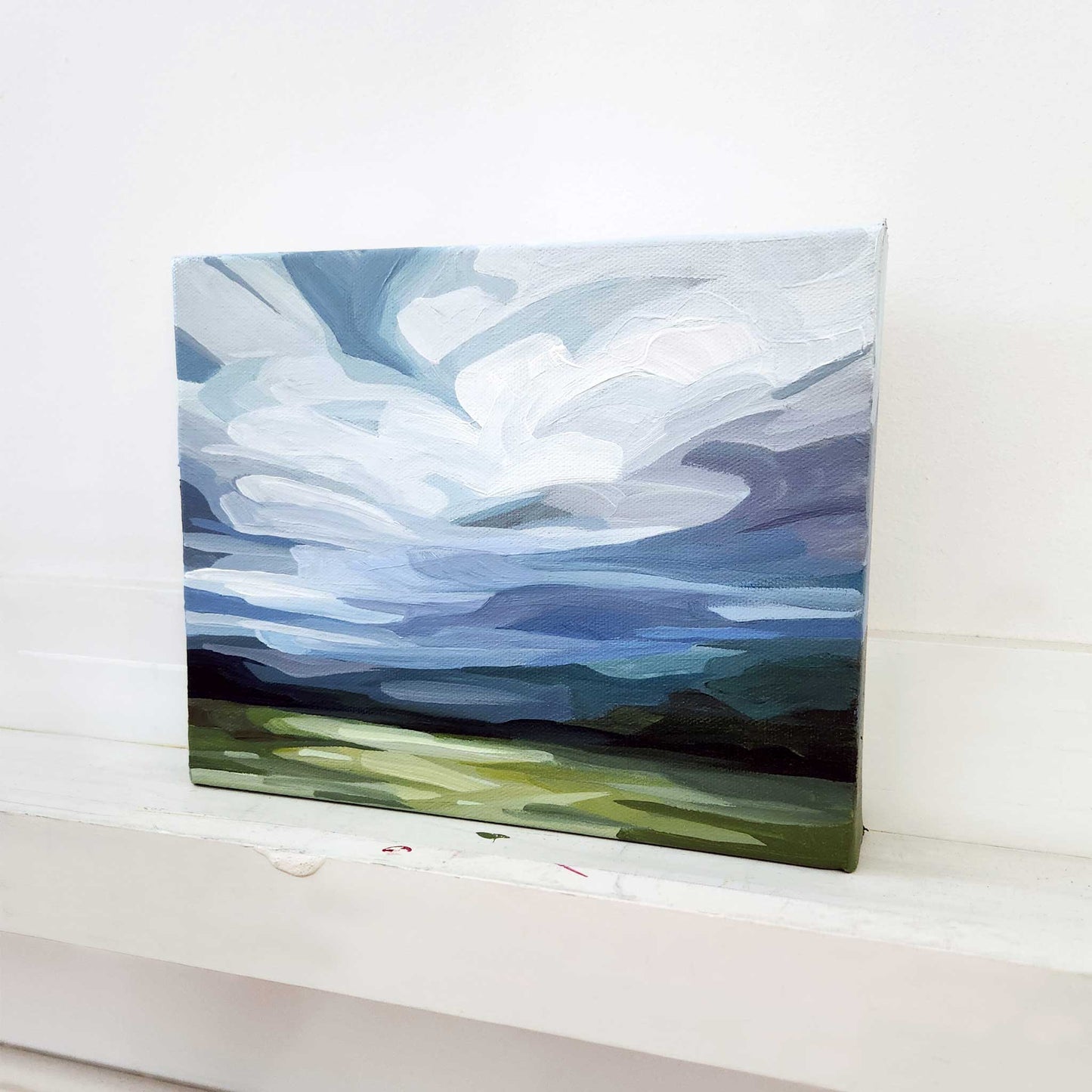 Modern abstract cloud painting inspired by changing seasons and dramatic skies