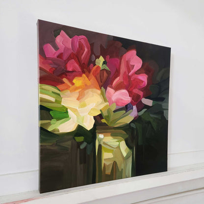 contemporary magenta and yellow wildflower painting