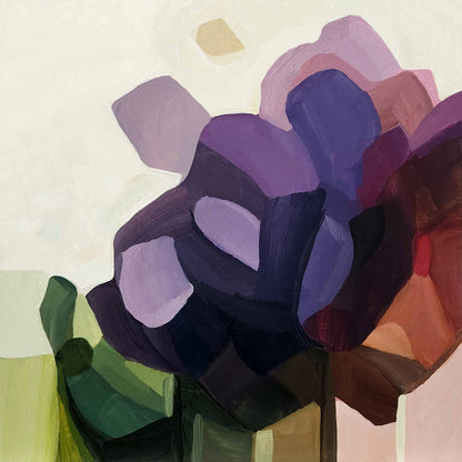 violet blooms in abstract style