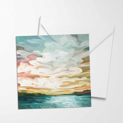 dawn sunrise sky blank greeting card
