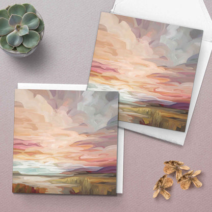 desert sunset blank greeting card UK