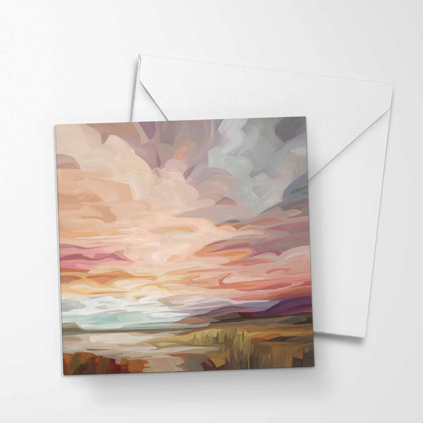 desert sunset painting blank greeting card