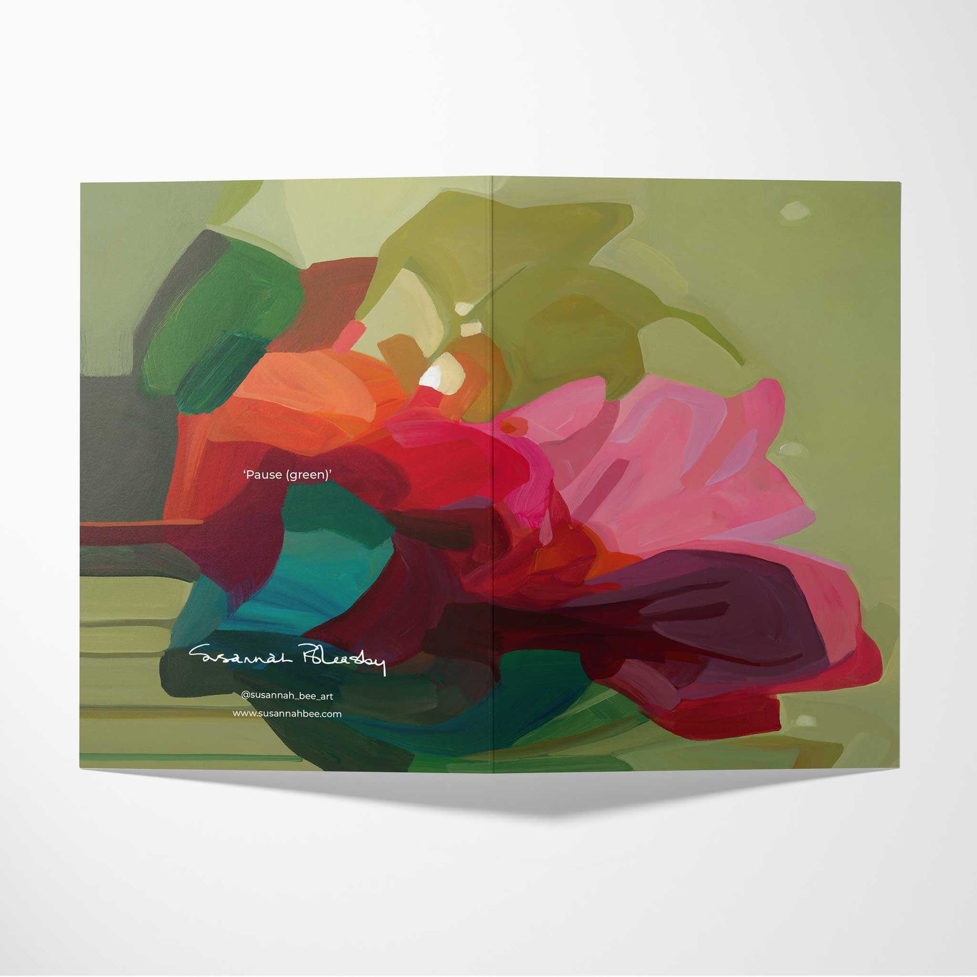 double sided abstract green floral art card