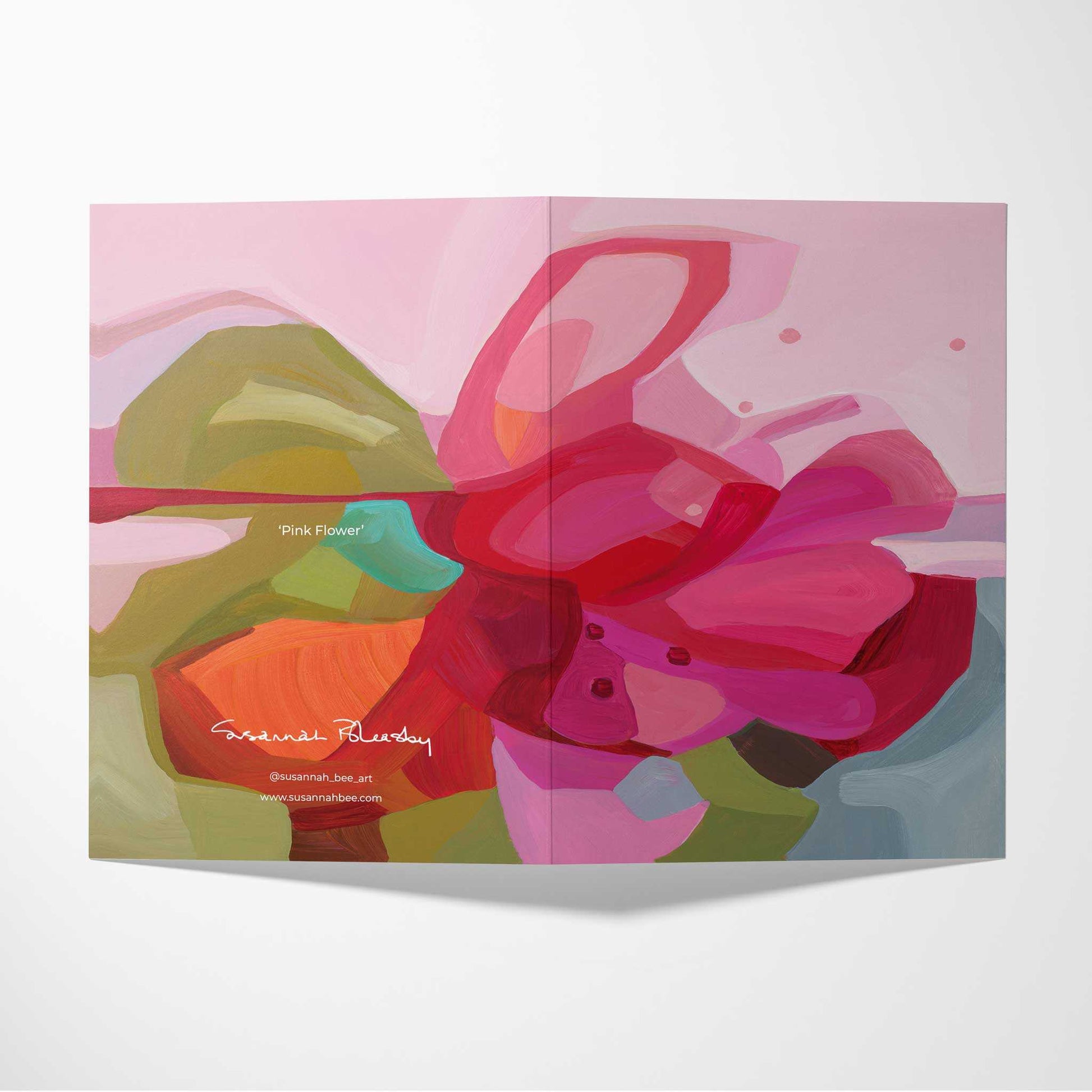 double sided abstract pink flower art card