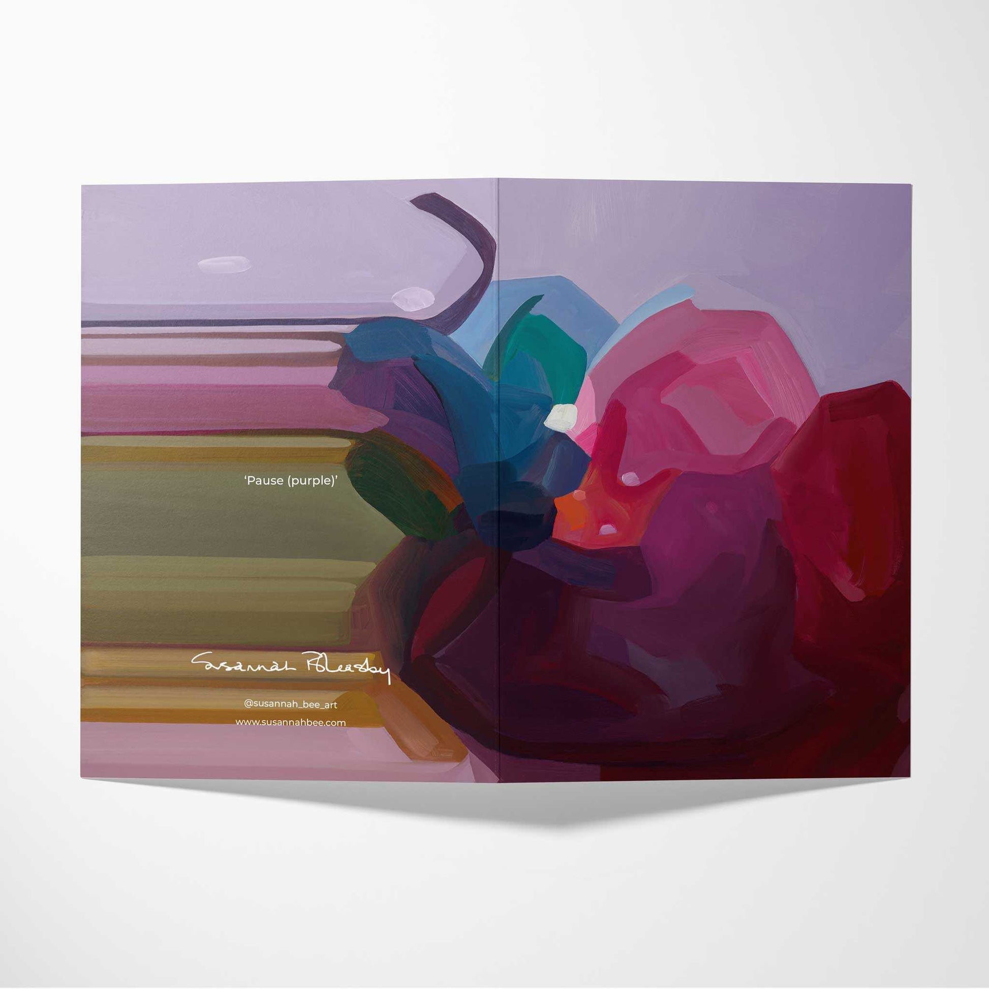 double sided abstract purple floral art card