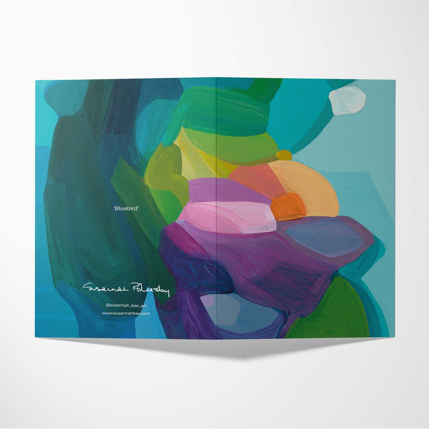 double sided bright blue abstract art card