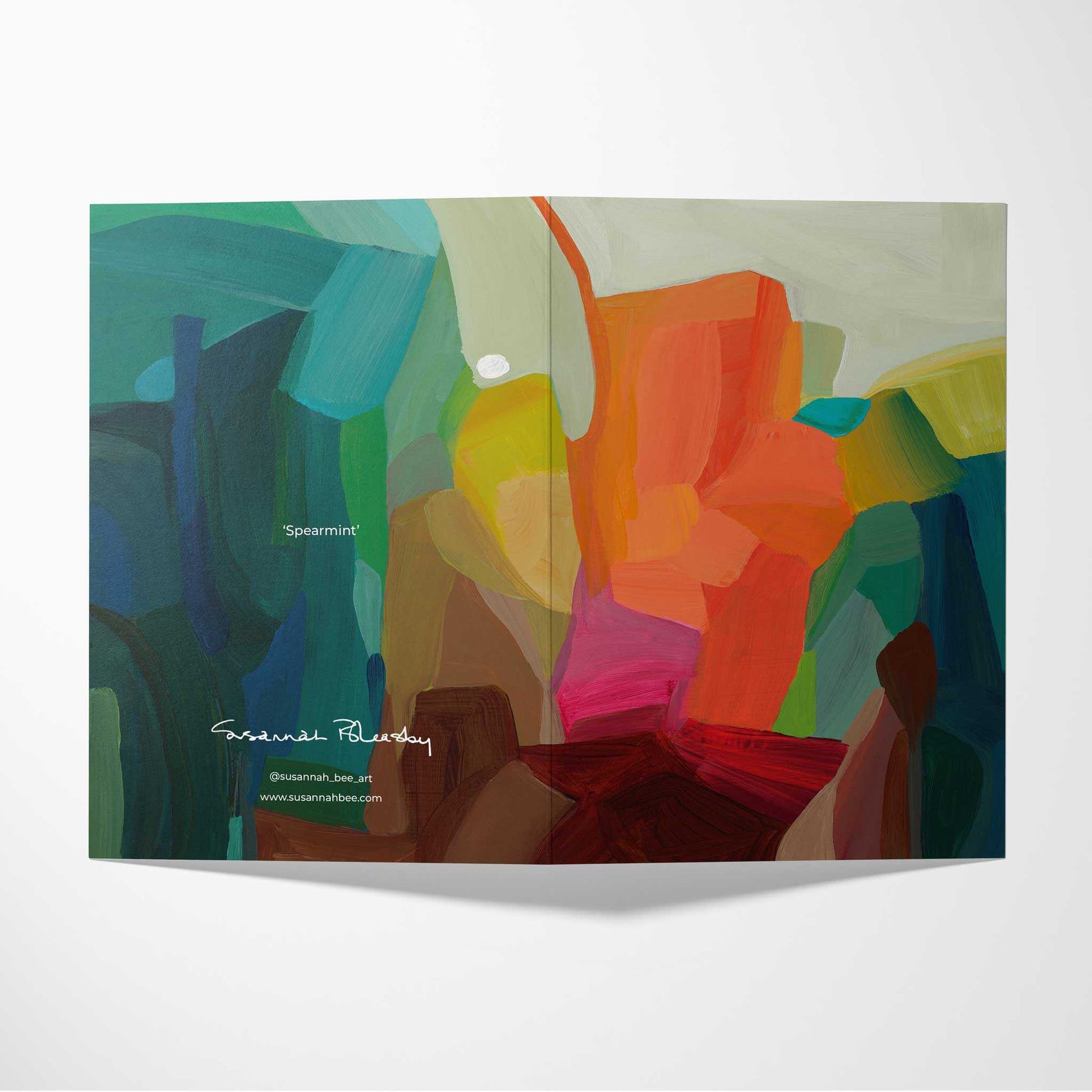 double sided green orange abstract art card