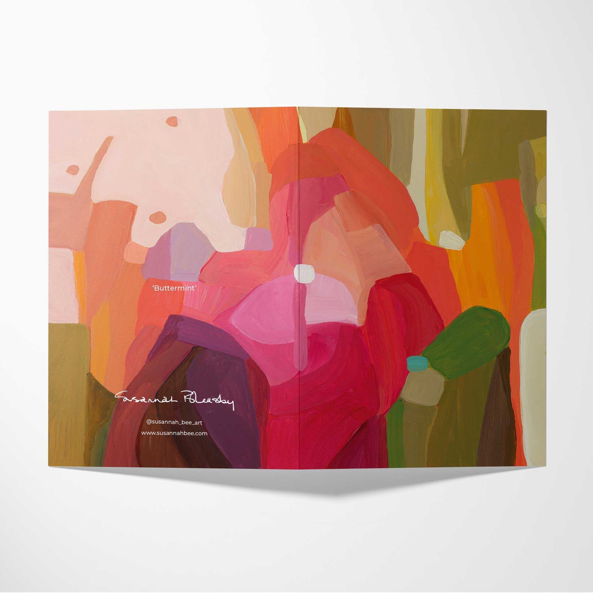 double sided peach pink abstract art card