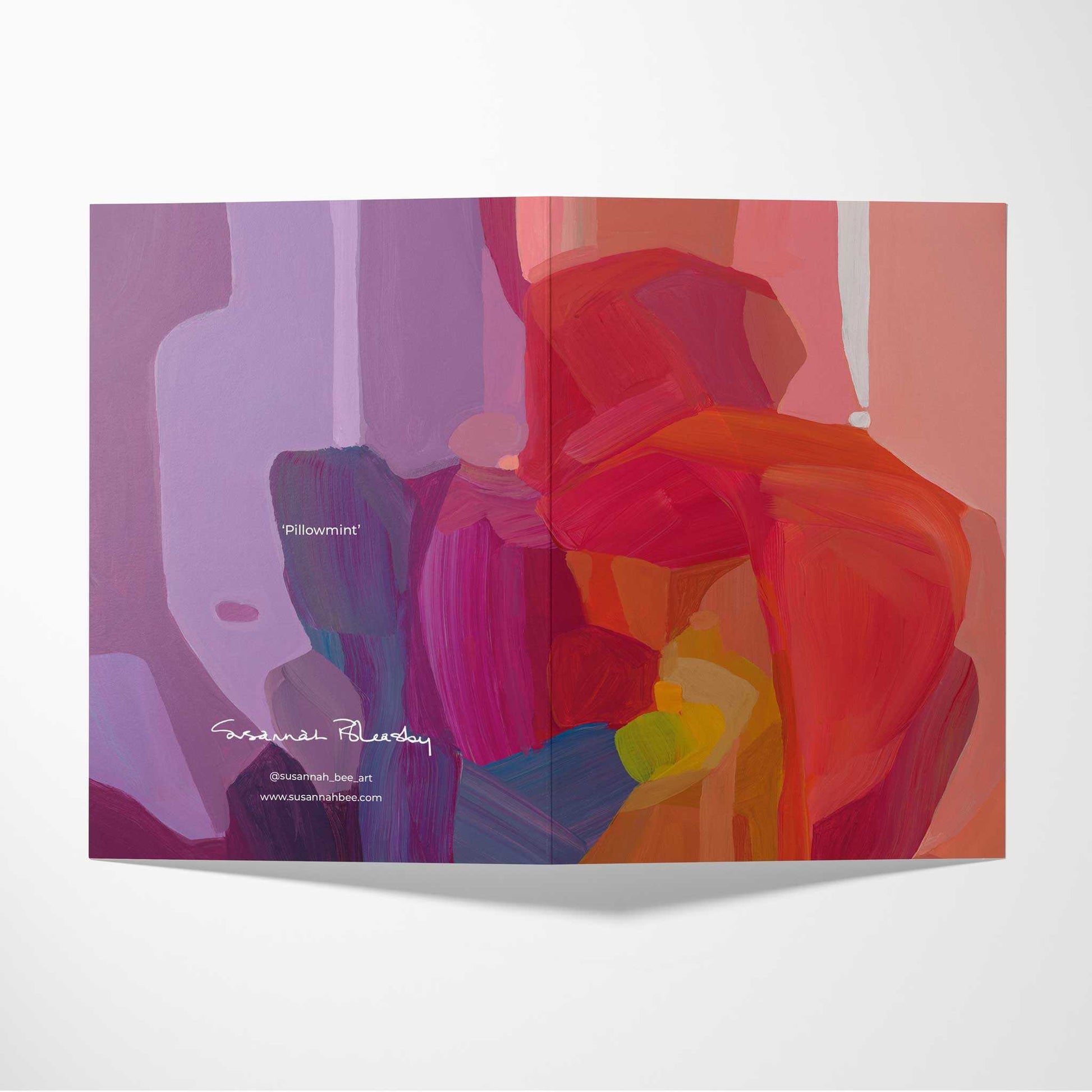 double sided peach purple abstract art card