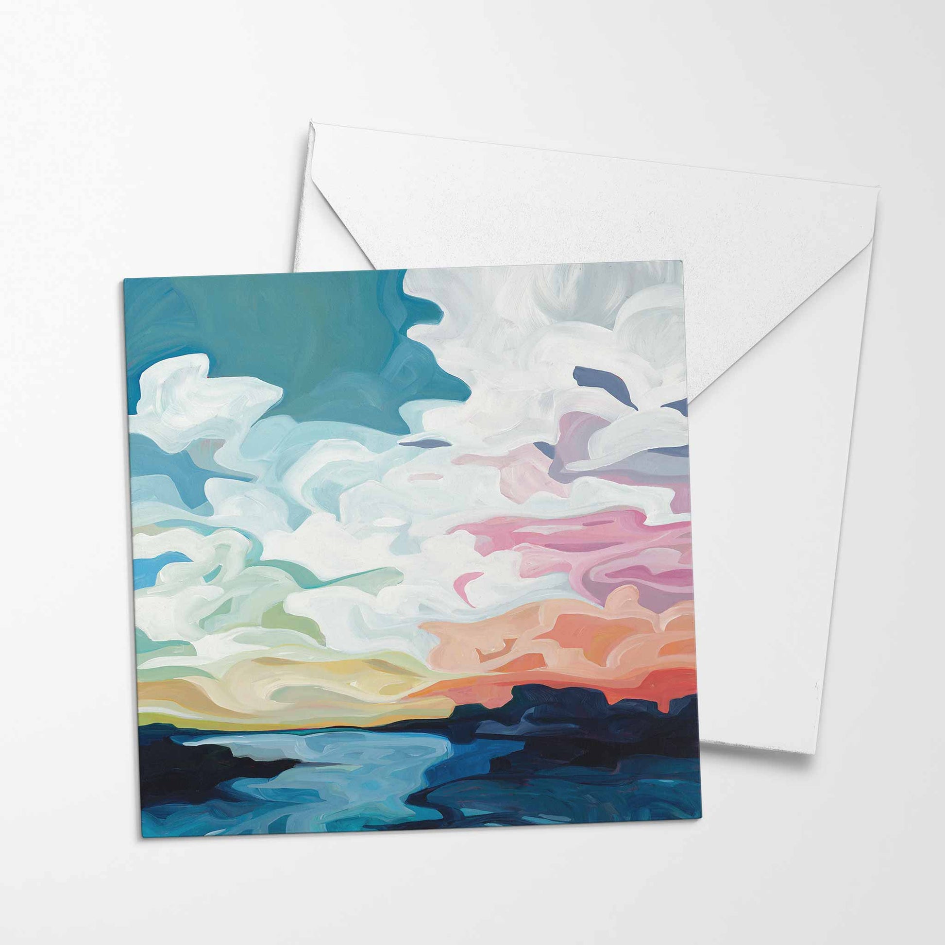 dreamy sky painting blank greeting card