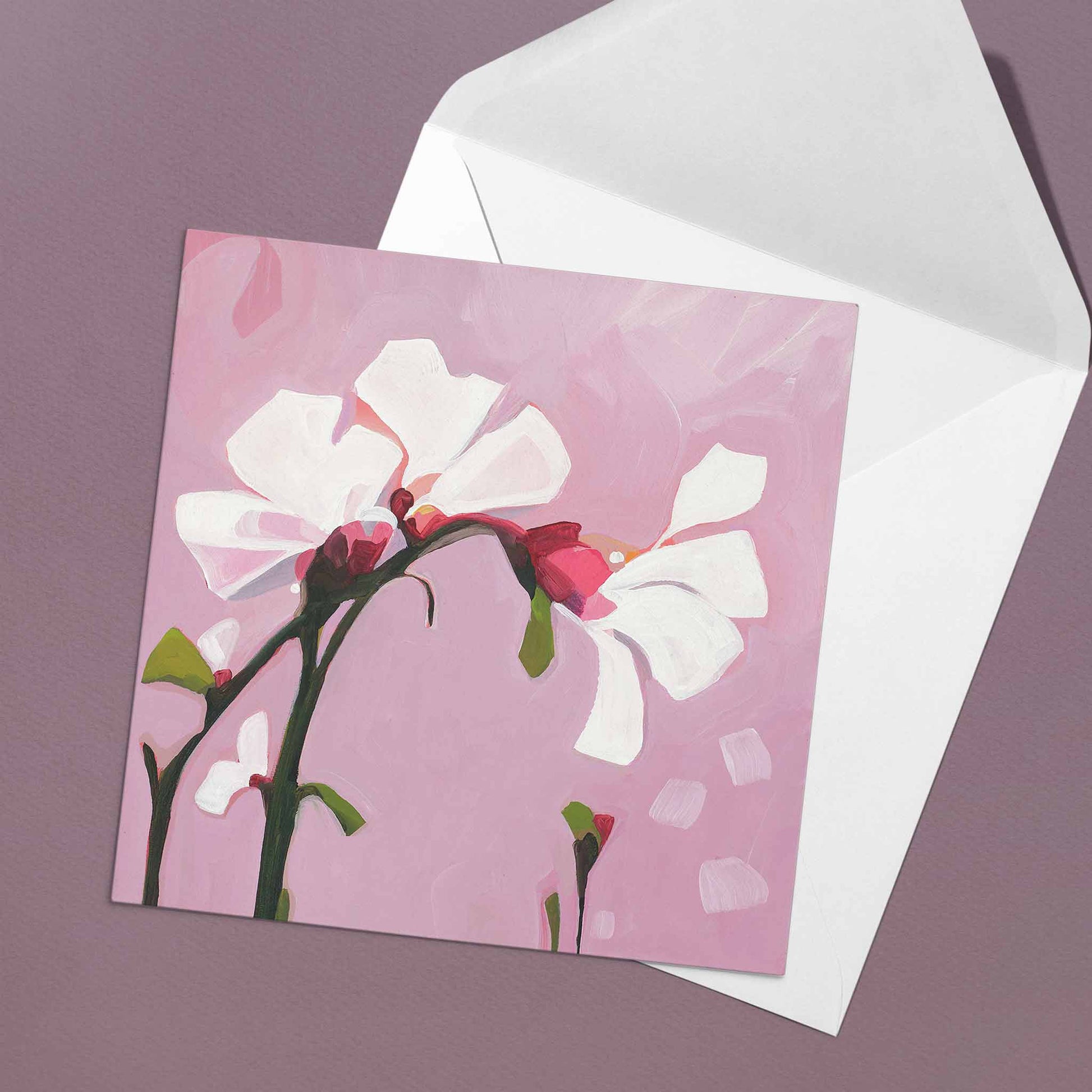 dusty pink floral greeting card