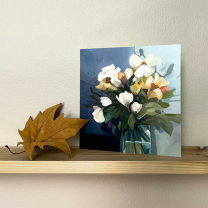 elegant blue floral greeting card ophelia